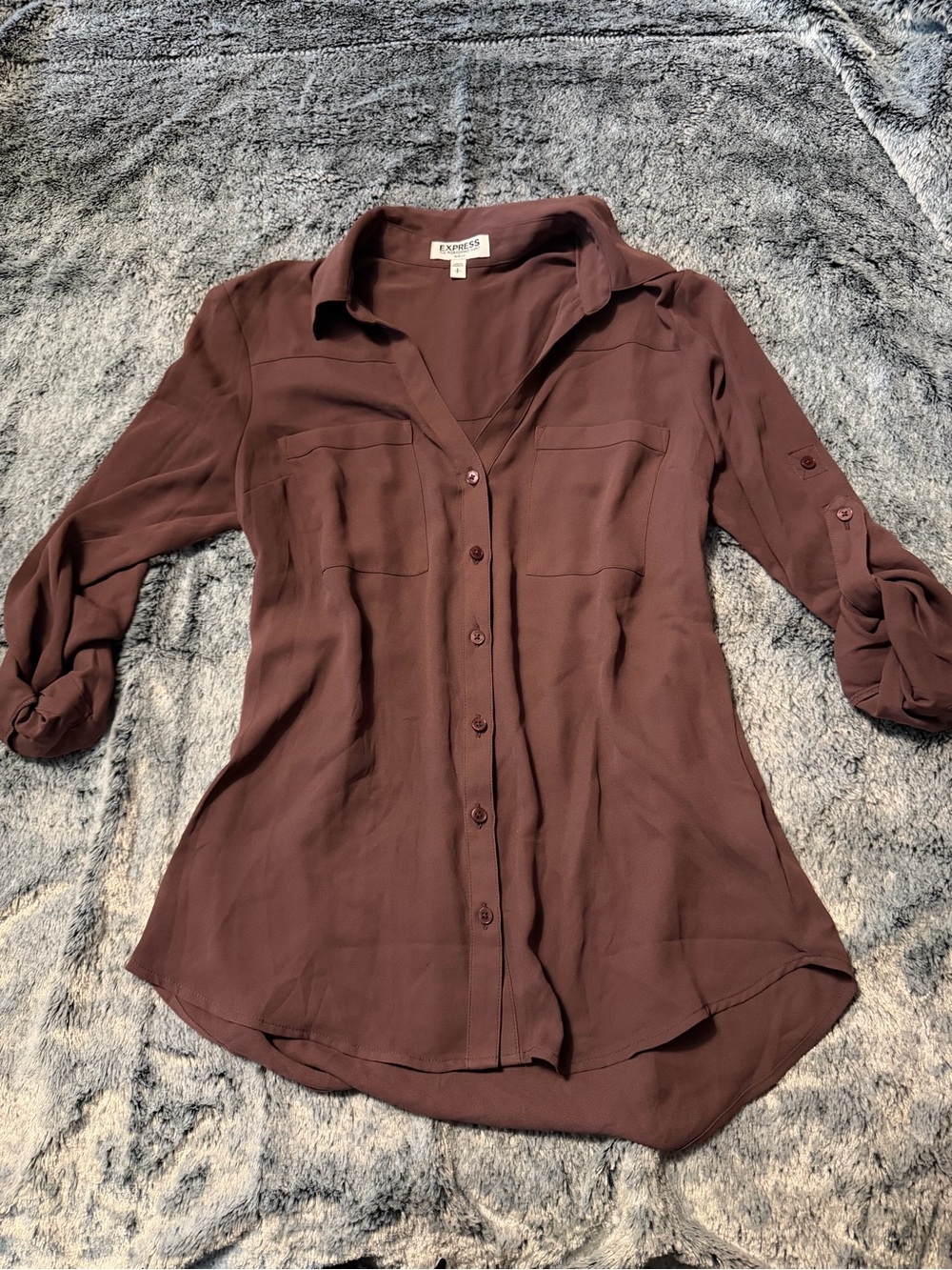 Express Women's Button-Front Portofino Blouse in Mauve